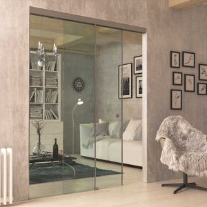 indoor door / sliding / glass / aluminum