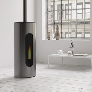 pellet heating stove / contemporary / central / metal