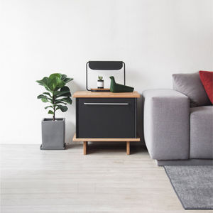 contemporary bedside table / oak / plywood / rectangular