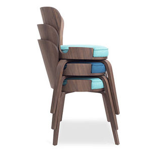contemporary dining chair / stackable / wooden / contract