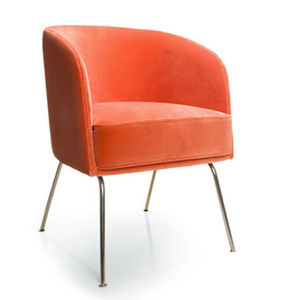 contemporary chair / upholstered / with armrests / fabric