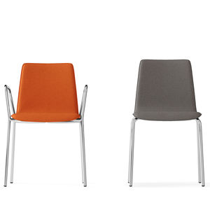 contemporary visitor chair / with armrests / upholstered / swivel