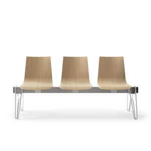 steel beam chairs / oak / 3-seater / indoor