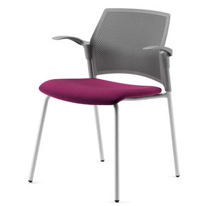 contemporary visitor chair / with armrests / upholstered / stackable
