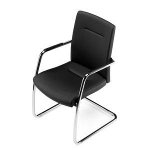 contemporary visitor chair / with armrests / upholstered / cantilever