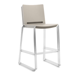 contemporary stool / chromed metal / polypropylene / for public spaces