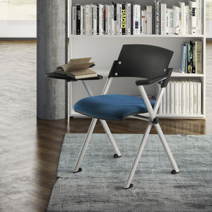 upholstered conference chair / with armrests / stackable / tablet