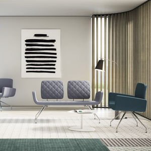 contemporary upholstered bench / leather / steel / with backrest