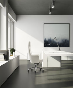 contemporary executive chair / leather / synthetic leather / on casters
