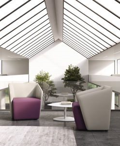 contemporary visitor armchair / fabric / leather / with armrests