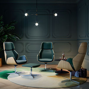 contemporary executive chair / leather / fabric / wooden