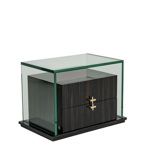 contemporary bedside table / wooden / glass / rectangular