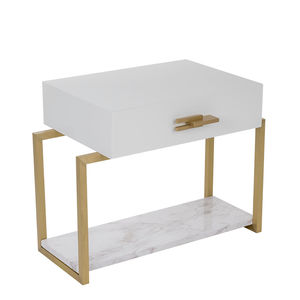 contemporary bedside table / lacquered wood / metal / marble