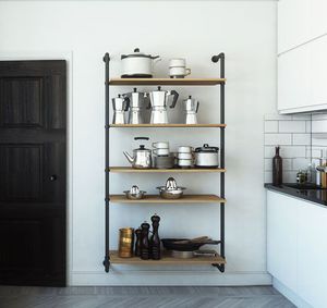 wall-mounted shelf / modular / industrial design / wooden
