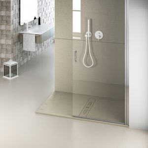 rectangular shower base / wooden / non-slip / with channel drain