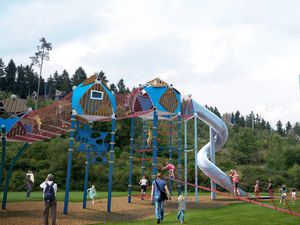 playground play structure / wooden / metal