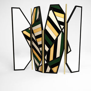 original design screen / wood / polished brass / with mirror