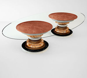 contemporary dining table / American walnut / glass / copper