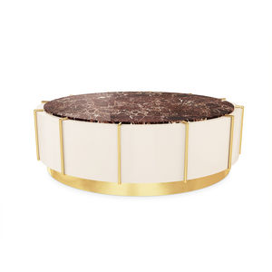contemporary coffee table / lacquered wood / polished brass / marble