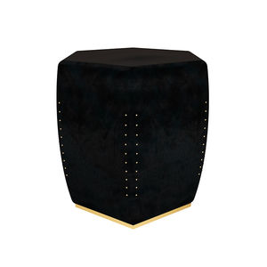 contemporary stool / solid wood / velvet / polished brass