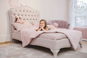 single bed / traditional / upholstered / with headboard