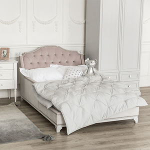 single bed / traditional / upholstered / with headboard