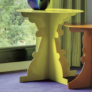 traditional side table / sheet metal / round / white