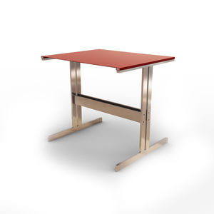 contemporary side table / steel / leather / rectangular