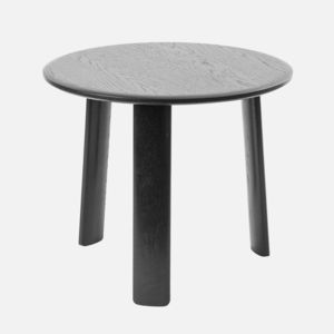 contemporary side table / oak / walnut / round