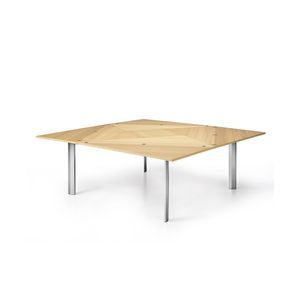 contemporary table / aluminium / wooden / square