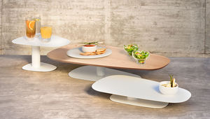 countertop display rack / food / oak / powder-coated steel