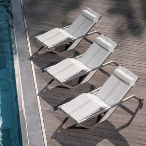 contemporary sun lounger / aluminum / leather / for public spaces