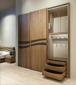 contemporary wardrobe / wooden / sliding door