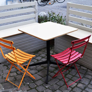 contemporary table / ceramic / sandstone / square
