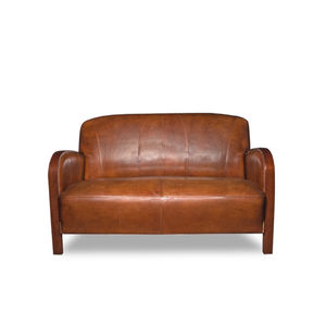 Art Deco sofa / leather / oak / contract