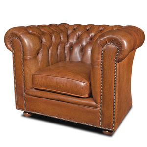 Chesterfield armchair / leather / black / gray