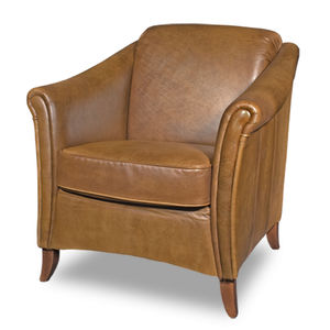 traditional armchair / leather / wooden / black