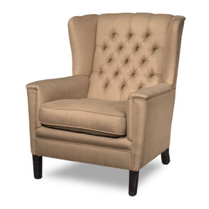 Chesterfield armchair / leather / wooden / wing