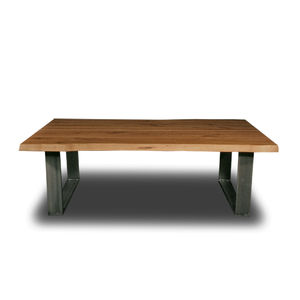 traditional coffee table / oak / steel / rectangular