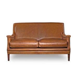 Art Deco sofa / leather / wooden / contract