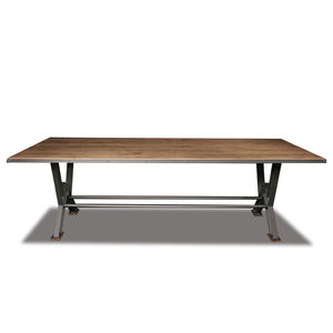 traditional dining table / oak / steel / rectangular