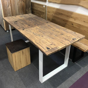 traditional table / oak / metal / rectangular