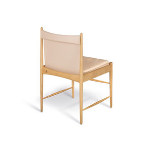 contemporary chair / upholstered / solid wood / leather