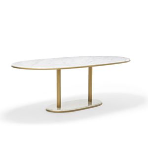 contemporary dining table / marble / oval