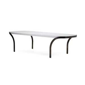 contemporary dining table / steel / oval