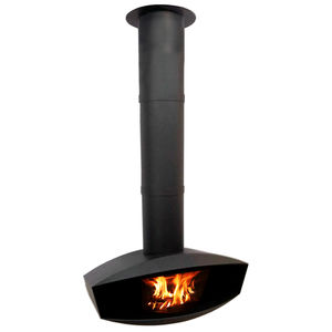 wood-burning fireplace / contemporary / closed hearth / central