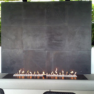gas fireplace / contemporary / open hearth / central