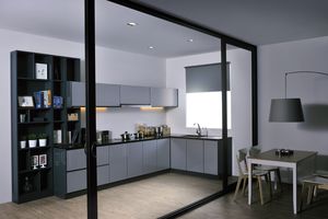 contemporary kitchen / glass / quartz / aluminum