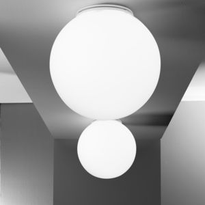 contemporary ceiling light / round / blown glass / chromed metal