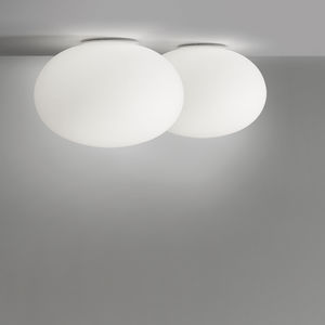 contemporary ceiling light / round / blown glass / painted metal